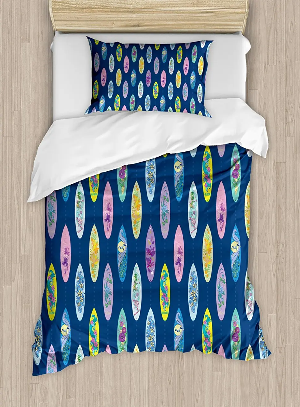 Surfboard Duvet Cover Set Boards with Aloha Hawaii Vibrant Artistic