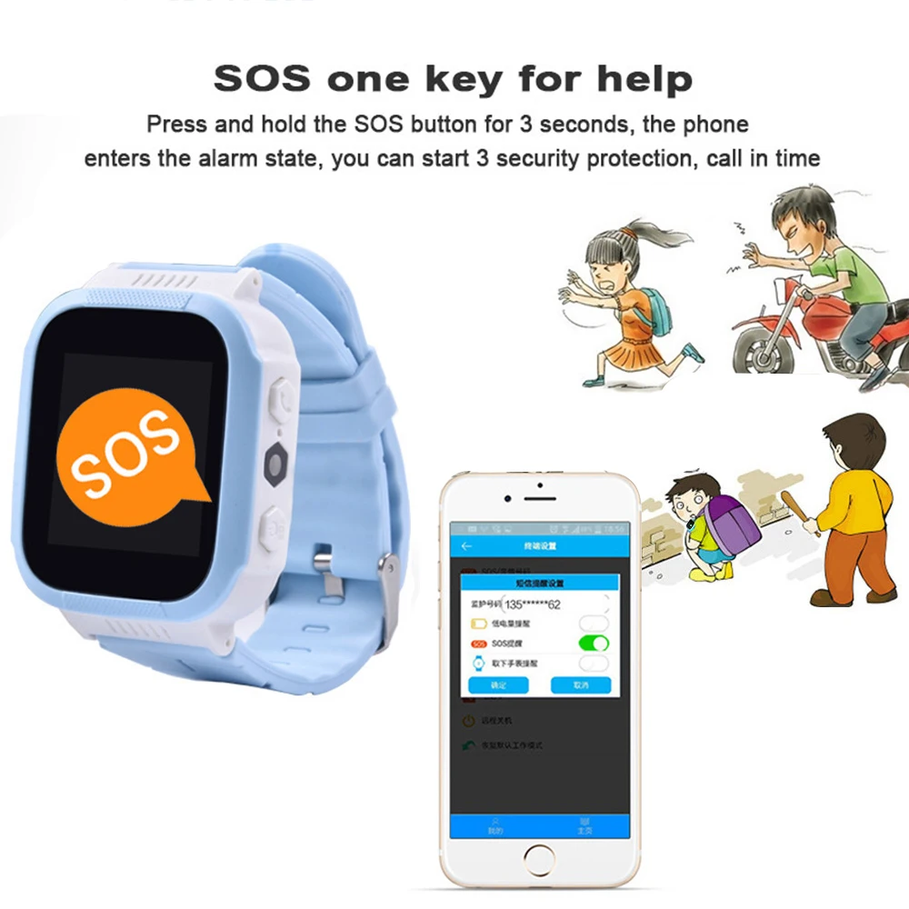 Kids Waterproof Wristwatch For GPS Tracker SIM Call Phone Wrist Watch SOS Call Location Anti-Lost Reminder Watch Children Clock