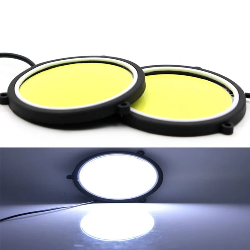 

2PCS Car DRL Daytime Running Light Flexible Round Shape White LED Lights Driving lamp COB Lights car-styling 12V DC 90mm