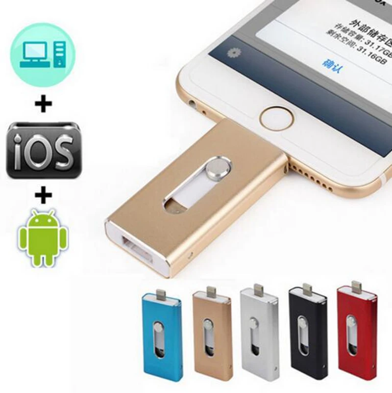 

ightning OTG Flash Drive 8GB 16GB 32GB 64GB 128GB For iOS 10 and USB For Computer PC For Tablet OTG Pendrive for iPhone U Disk