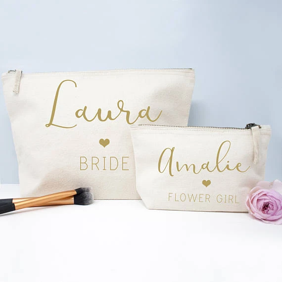 Personalized Name Title Bridesmaid Flower Girl Gift Wedding Makeup Comestic Canvas Bags Valentines Bridal Party Zipper Pouches Pouch Zipperpouch Bag Aliexpress Personalized Name Title Bridesmaid