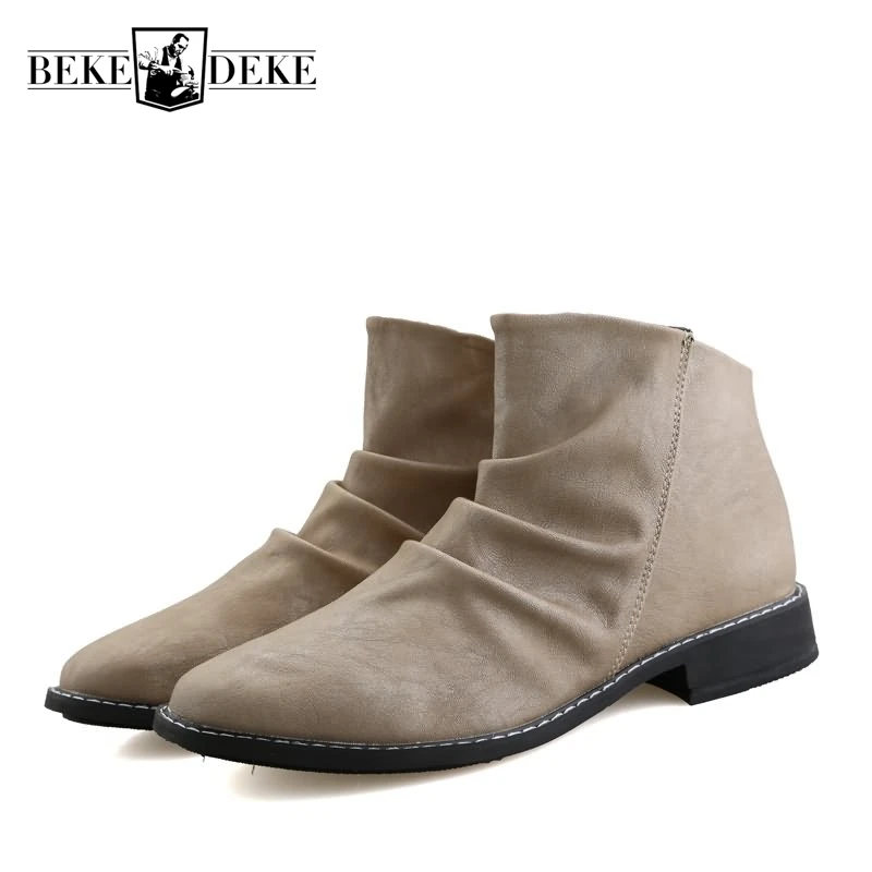 

Men Side Zipper New Fashion Round Toe Ankle Boots Male Footwear Winter Plat Dress Shoes Sapato Masculino Zapatos De Los Hombres