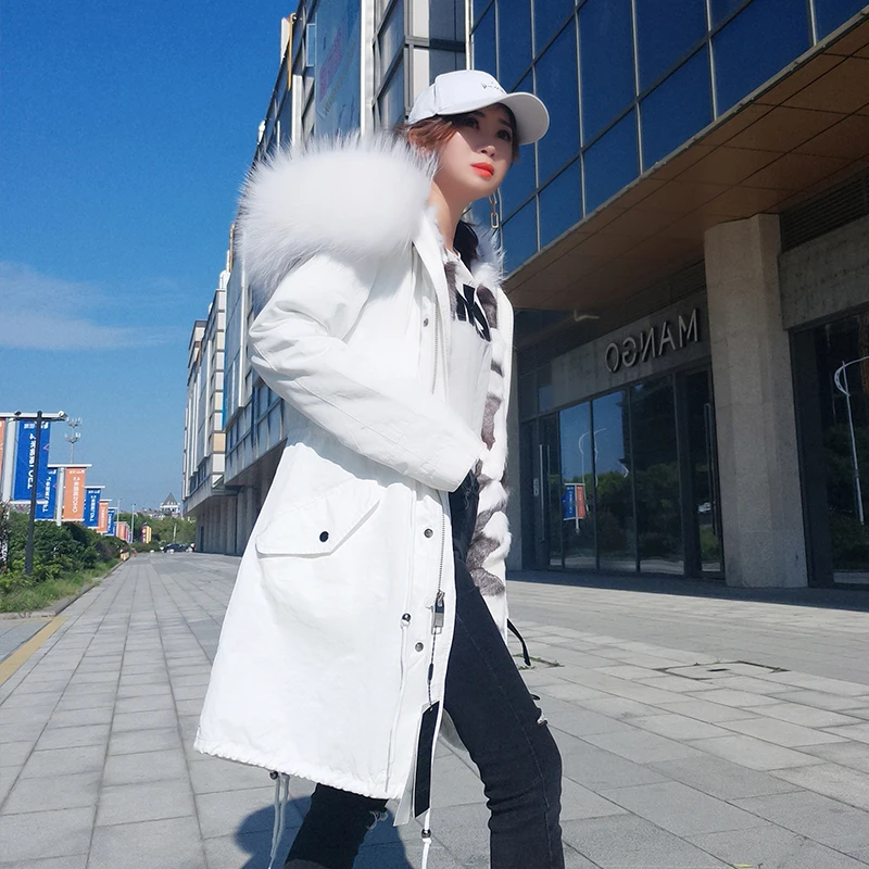 Белая длинная парка, пальто с натуральным мехом, зимняя куртка с капюшоном, женская верхняя одежда с подкладкой из натурального Лисьего меха harajukur news ins fashion