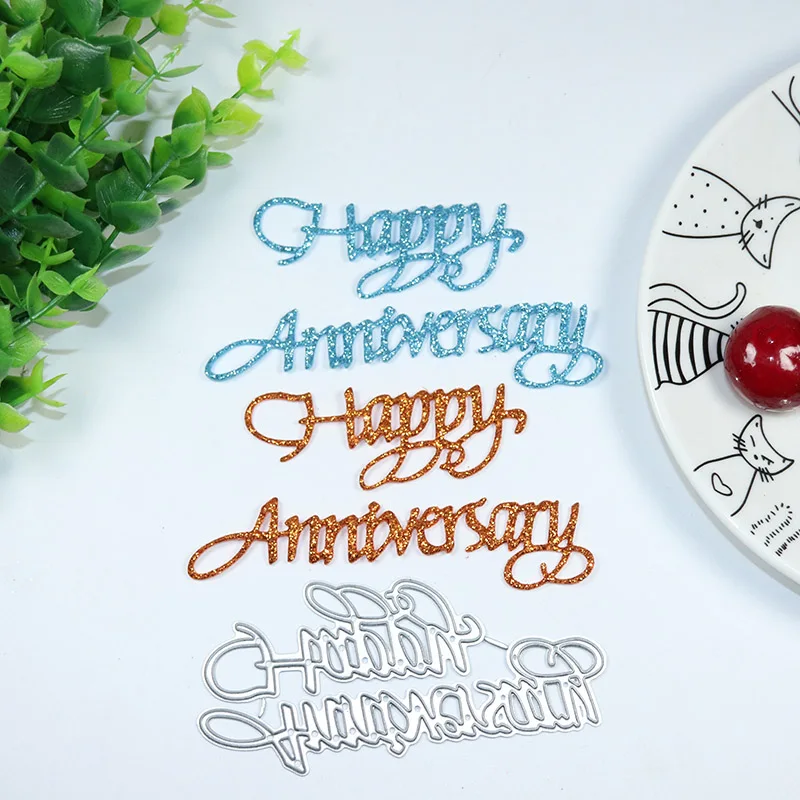 

Happy Anniversary Metal Stencil Metal Cutting Dies For DIY Scrapbooking Paper Card Craft Dies