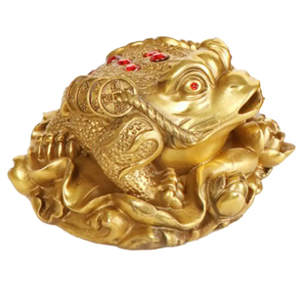 Chinese Lucky Money Gold 3 Legged Toad Frog Feng Shui Attach Wealth Charm Ancient Coins Hone Office Decor Golden Lucky Gifts