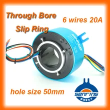 Senring Conector anel deslizante grande corrente 20A com 6 fios de diâmetro 50mm junta rotativa