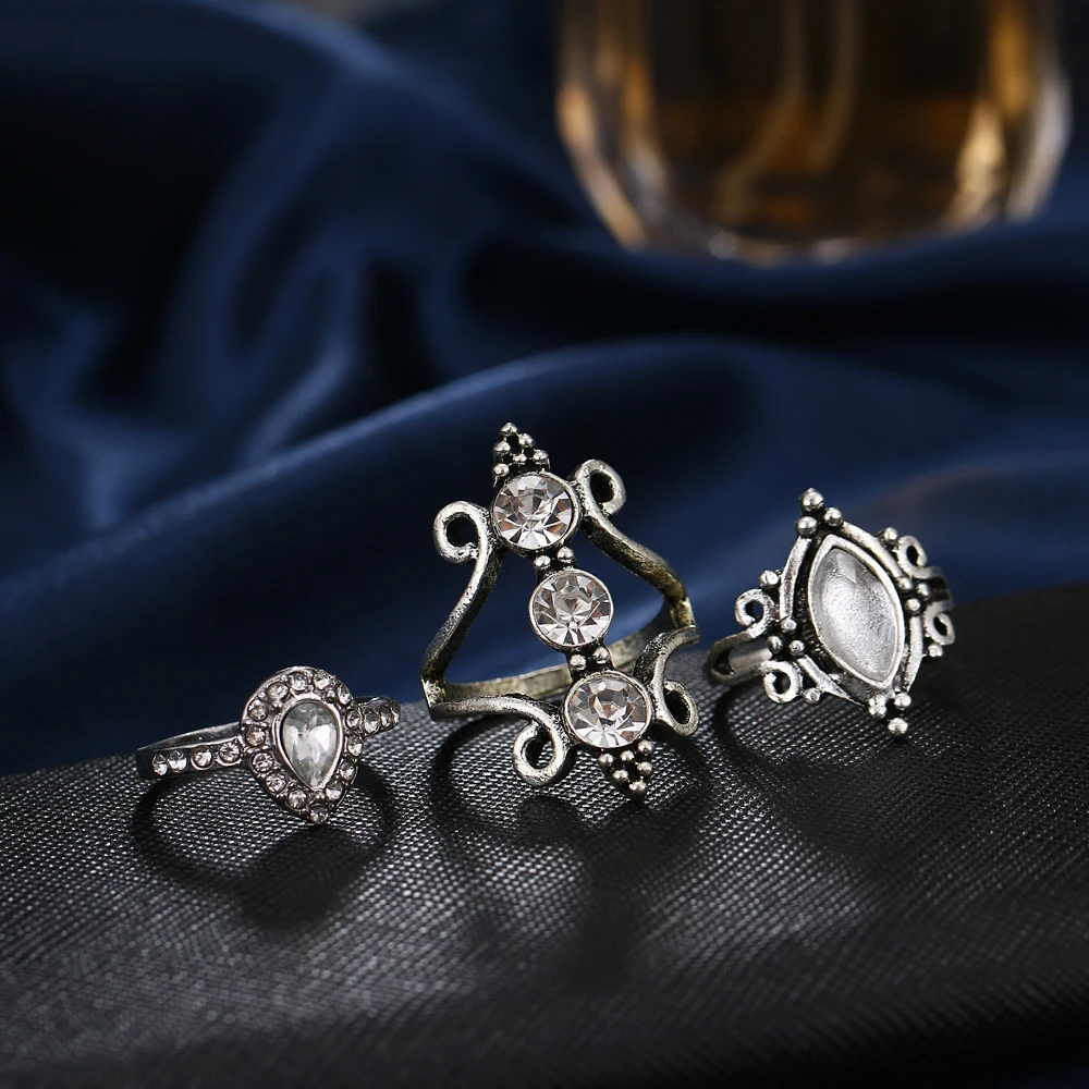 FAMSHIN 10 шт./компл. богемное винтажное этническое стиль Lotus Moon Цвет: старое серебро