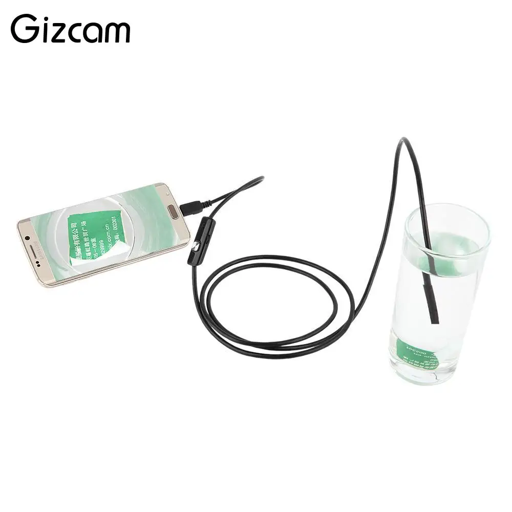 Gizcam OTG Android Phone Endoscope 6 светодиодный IP67 бороскоп CMOS микро-камера с 1*(маленький крючок+ магнит+ боковое прослушивание+ USB линия