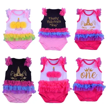 

Summer Baby Girl Pure Cotton Clothes Ruffles Lace Romper Bebe Princess Jumpsuit Infant Birthday Party Costumes Sleeveless