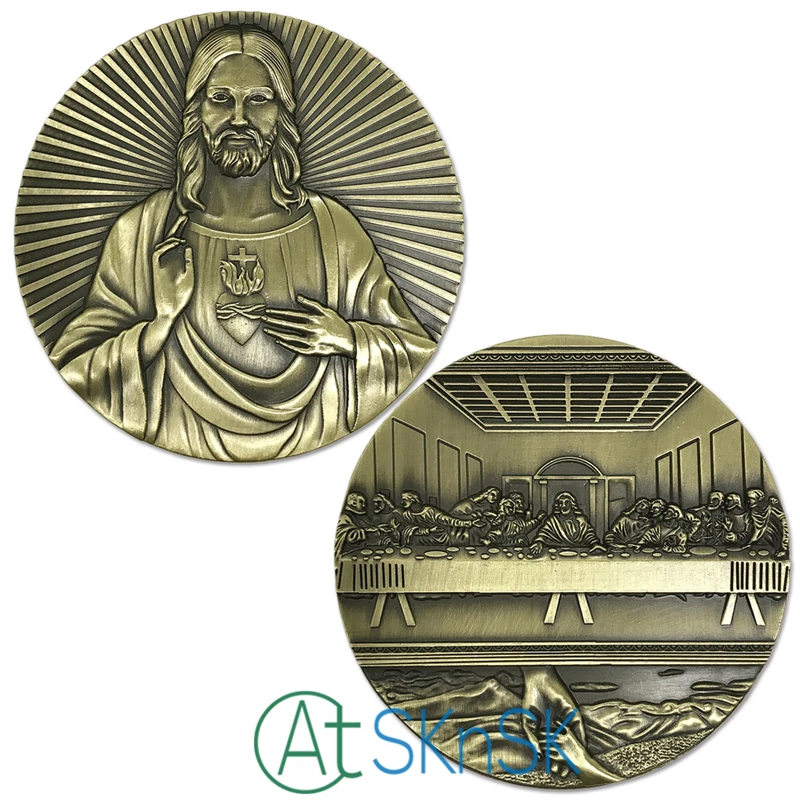 

80*10MM Souvenir Coin Jesus the Last Supper Big Medal Art Collection Gift