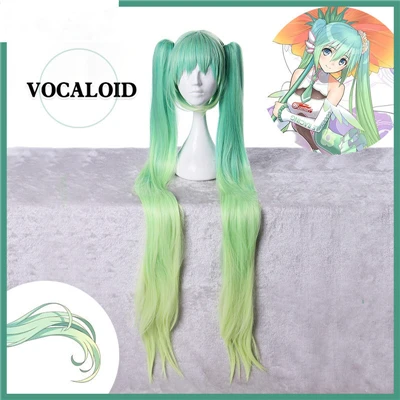 VOCALOID, гоночный Мику, косплей, платье для девочек, костюм для косплея, летние костюмы, костюмы на Хэллоуин, женское платье, униформа - Цвет: wig