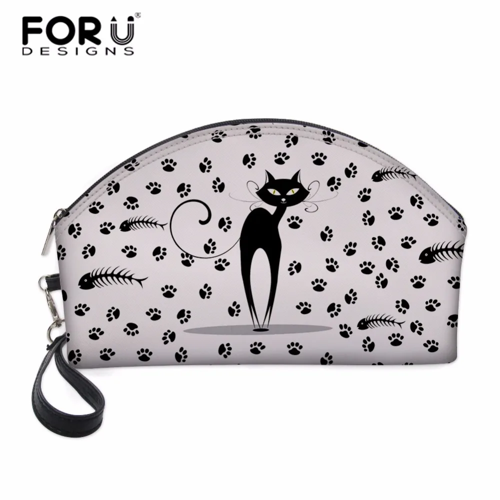 

FORUDESIGNS Lovely Cat Printed Cosmetic Bags PU Leather Necessaries for Travelling Storage Makeup Bag 17*27.5cm big Holder Bag