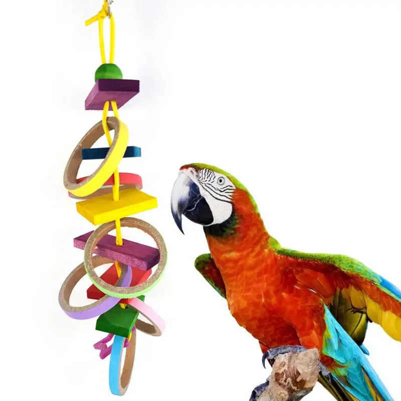 Радуга Дерево Птица Попугай кольца игрушки жевательно-кусательная Игрушка Декор для клетки для африканские серые Макау
