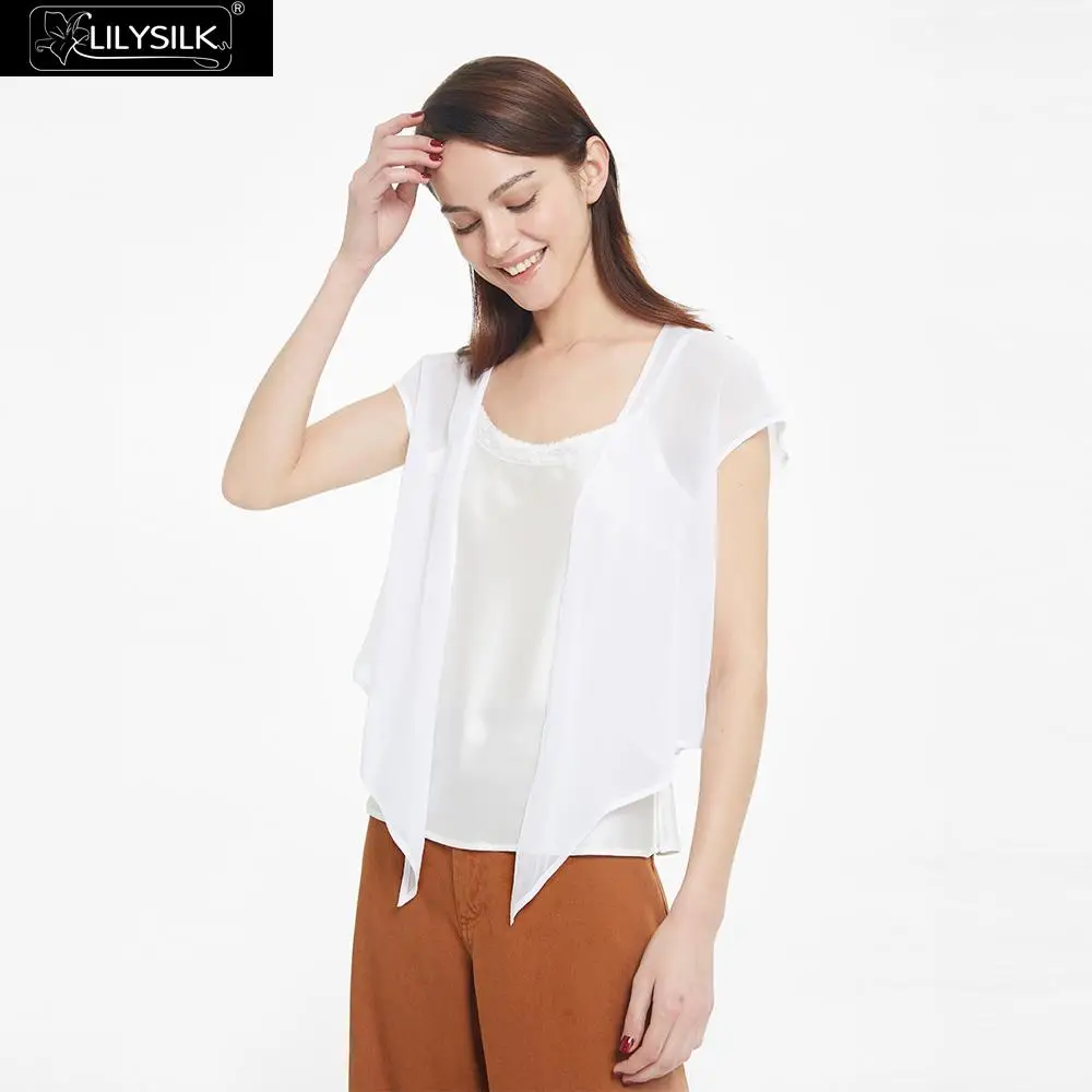 LILYSILK Shrug шелковые легкие жоржеты женские - Цвет: White