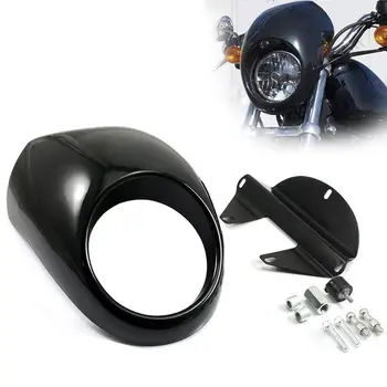 

Motorcycle Headlight Faring Mask Cover Gloss Black Front Cowl Fork Mount Bezel For Harley Davidson Sportster Dyna FX/XL 1973-up