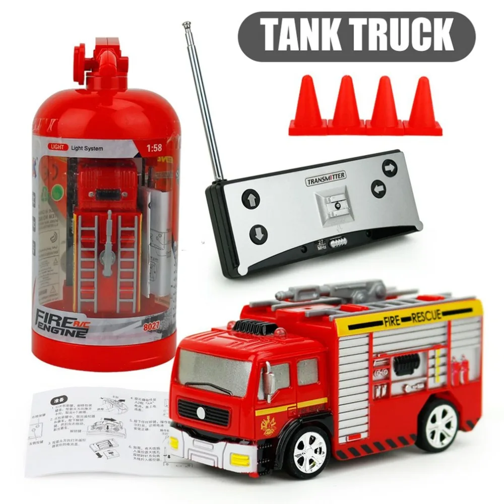 

OCDAY 27MHz RC Tank Truck 4CH Rechargeable Portable Mini Remote Control Fire Truck Forward Backward Children Toy