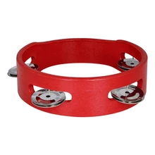 6 дюймов портативный деревянный Тамбурин колокольчик Ударные музыкальные игрушки Однорядный металлической рекламных материалов красный для детей игры