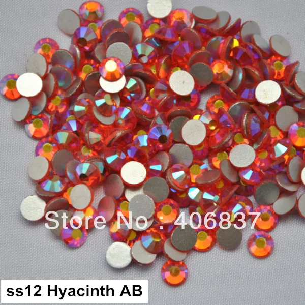

Free Shipping! 1440pcs/Lot, ss12 (3.0-3.2mm) Hyacinth AB Flat Back Nail Art Glue On Non Hotfix Rhinestones