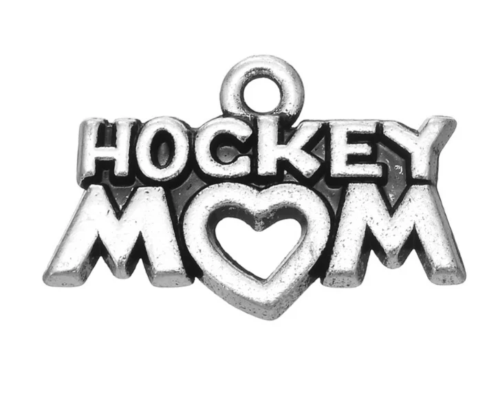 30 штук с надписью I Love брелоки для хоккейной тематики MOM антикварные серебряные