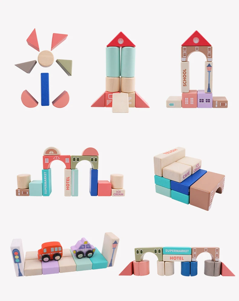 Brinquedos de Madeira Blocos de Construção Educativos para Crianças Pces Crianças Cidade Cenas Tráfego Forma Geométrica Montado Cedo Brinquedos 115 19 ̪̻Ì?̪Ì?Ì?-01_11
