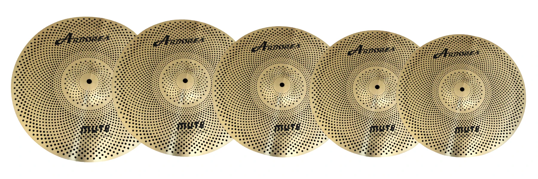 Arborea Glod-plating Mute cymbal Pack 14''HH+ 16 ''Crash+ 18'' Crash+ 20 ''Ride+ Cymbals Bag