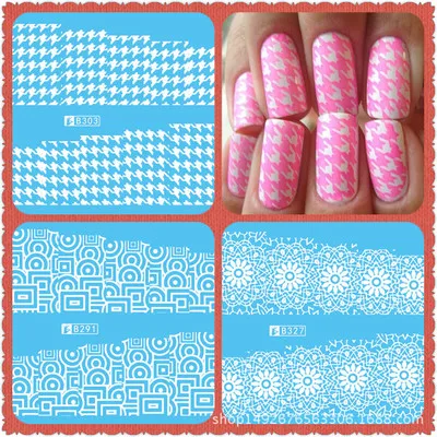 5sheet Houndstooth White Full Nail Water Stickers Designs Art Decals Makeup DIY Tattoos Manicure B289-312 | Красота и здоровье