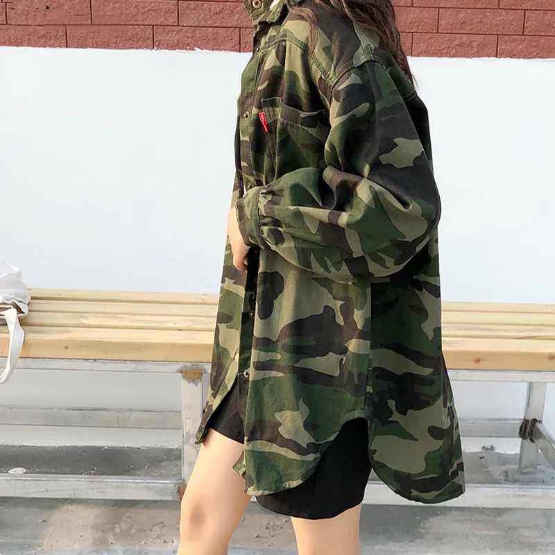 Женские камуфляжные куртки Ulzzang простые мягкие свободные однобортные в