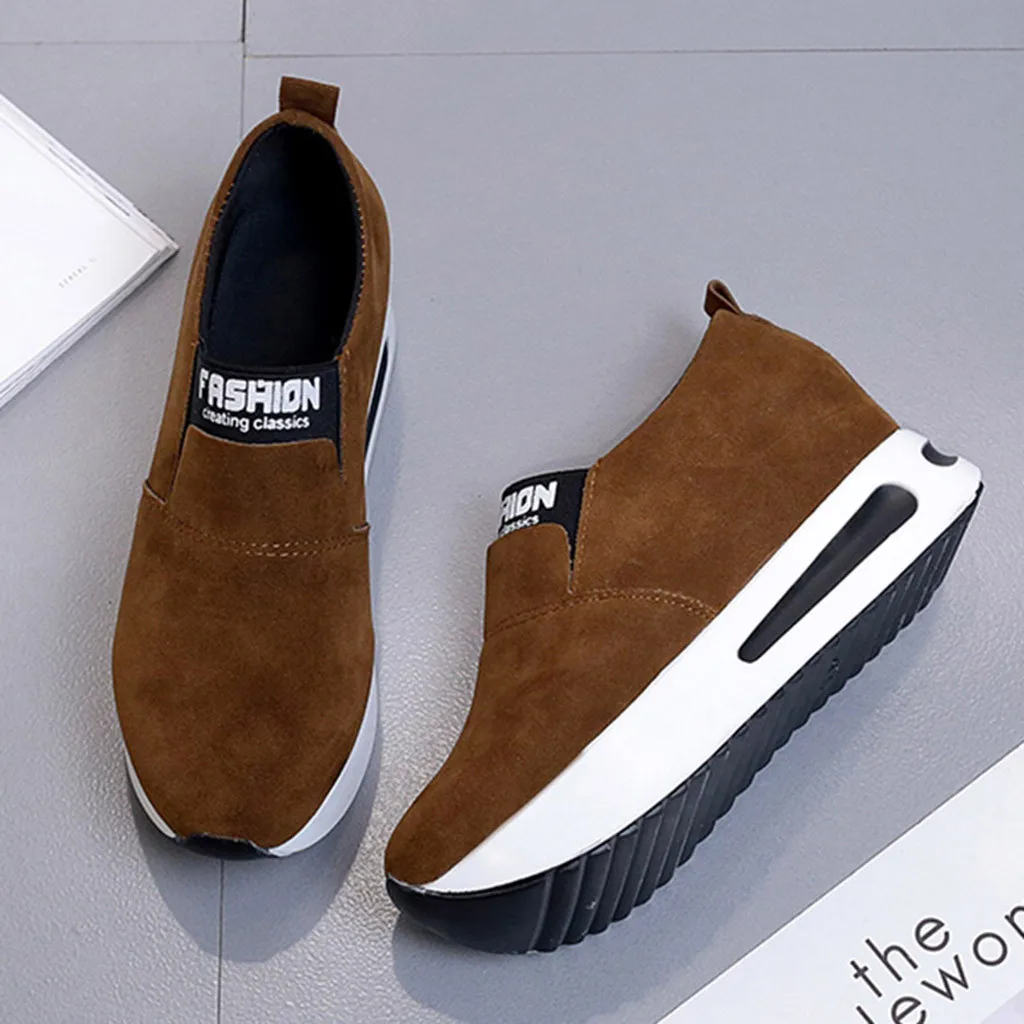 Scarpe donna/женская модная повседневная обувь из флока без шнуровки на толстой