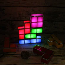 ZMISHIBO DIY Tetris Game LED Lights Stackable Puzzle Lamp Constructible Block Night Light EU US Socket Colorful Brick Kids Toy fenglaiyi diy tetris puzzle retro style game tower baby colorful brick creative puzzle led night light children gift lamp