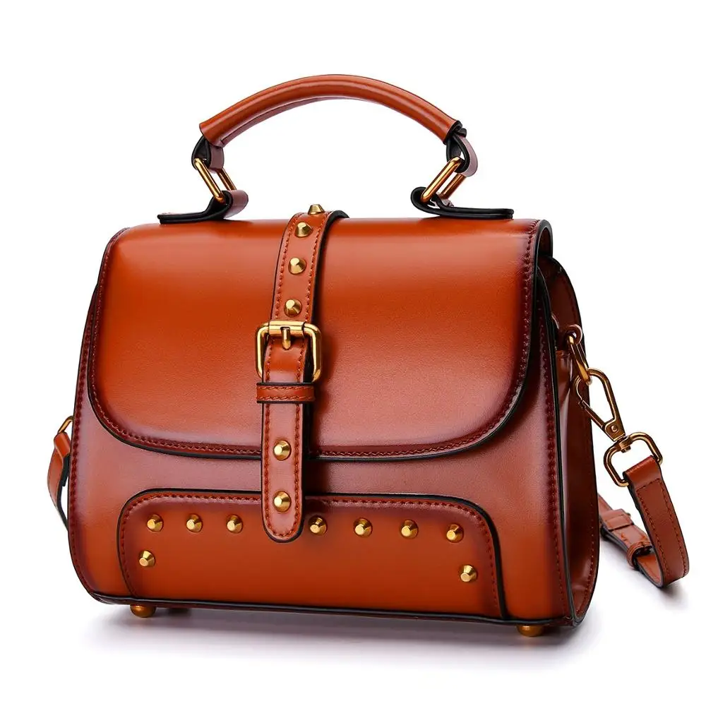 

PASTE Women Handbags Genuine Leather Luxury Crossbody Bag sac a main Rivet Design Flap Fashion Shoulder Bags Large Purse bolsos