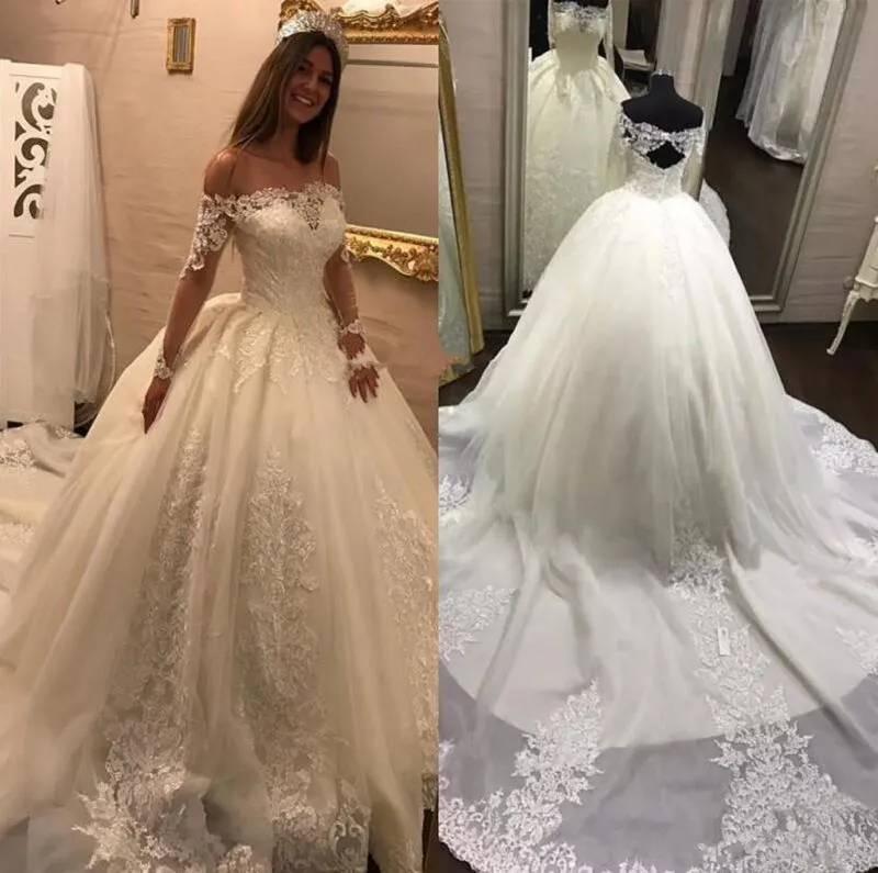 poofy wedding dresses with long trains