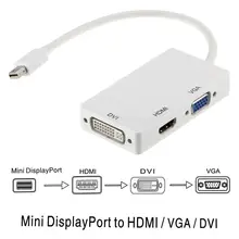 3 em 1 thunderbolt mini porta de exibição dp macho para hdmi dvi vga adaptador fêmea cabo conversor para apple macbook ar pro mdp