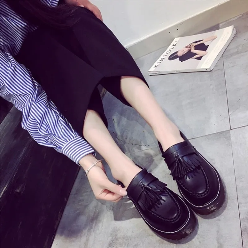 COOTELILI Tassel Flat Platform Shoes Women Fashion Slip On Oxford Shoes For Women PU Leather Flats Loafers Female Designers  (6)