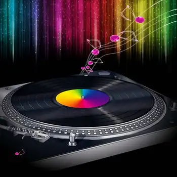 

Record Music Colorful Light Curtain Backgrounds Vinyl cloth High quality Computer print party backdrops