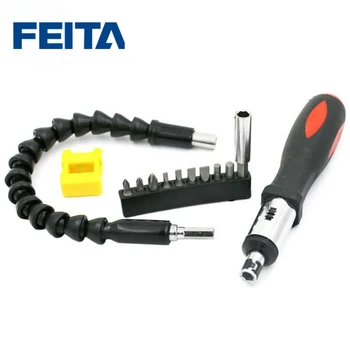 

FEITA Two-way Ratchet Screwdriver Set Hand Tool Kit with Universal Flexible Shaft 9Pcs Screwdriver Bits Connected Rod Magnetizer