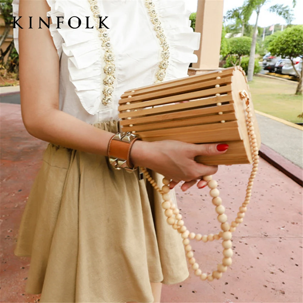 

handbags summer fashion wooden one-shoulder slant straddle small bag with all kinds of beads chain women bag