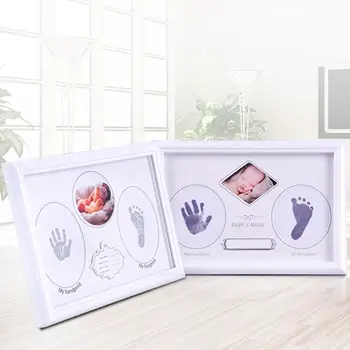 

Baby Newborn Hand and Foot Prints Full Moon Hundred Days Infants Commemorative Frame Wooden Photo Frames Gifts