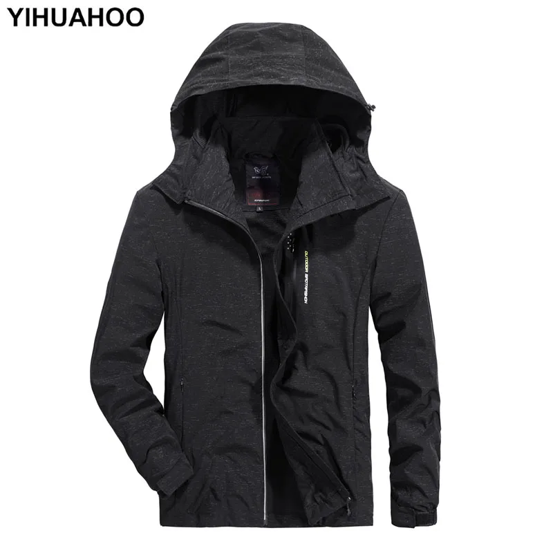 

YIHUAHOO Jacket Men Plus Size 7XL 8XL Spring Autumn Casual Thin Breathable Hooded Soft Outerwear Overoat Windbreaker Men XYN8821