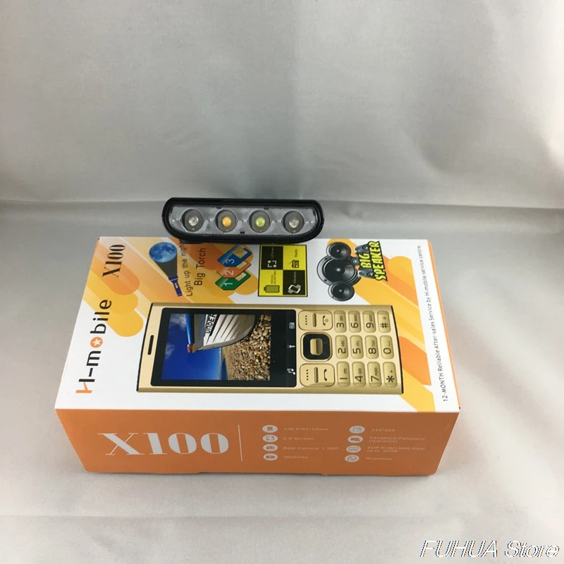 H Mobile X100 три sim карты режима ожидания большой фонарь динамик Вибрация радио 3800 мАч