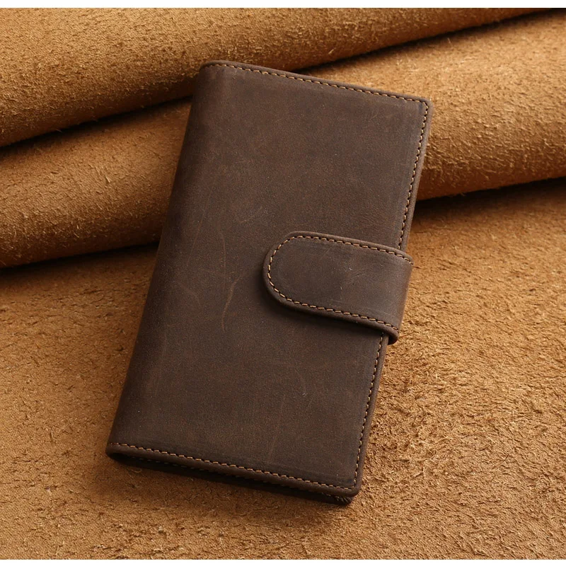 

2017 New Vintage Cowhide Leather Mens Card Case Business Luxury Solid Hasp Box Credit Card Holder with Multi-card Pockets Brown