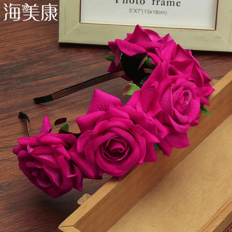 

Haimeikang Festival Hair Bands Flower Tiaras Romantic Bridal Headwear Bohemia Style Hair Accessories Garland Women HeadBand