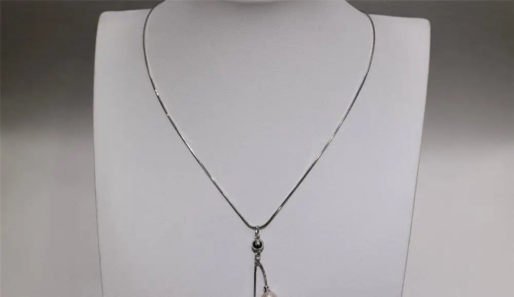 

2bead freshwater pearls Pendant Alloy chain necklace 8mm 16 "Handmade