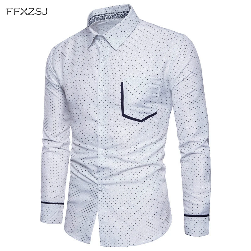 2018 hombres moda de manga larga impresa Camisa ajustada Fit Hombre negocios camisa marca hombres ropa suave cómodo|Camisas informales| - AliExpress