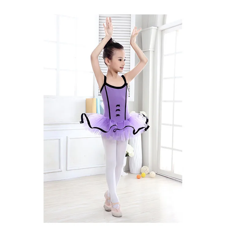 Балетная пачка костюмы Детские Балетные гимнастические леотарды розовый/фиолетовый детский Стропы танцевальная одежда Tull балетное танцевальное платье для девочек