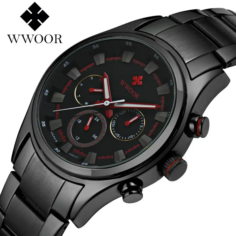 

Top Luxury Brand Waterproof Quartz Watch Men Sports Watches Male Black Steel Strap Military Fashion WristWatch relogio masculino