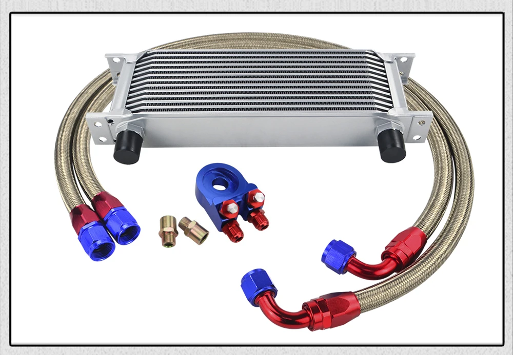 Универсальный 13 рядов масляный радиатор комплект+ Масляный фильтр Сэндвич адаптер+ нейлон нержавеющая сталь плетеный AN10 шланг W/PQY стикер+ коробка