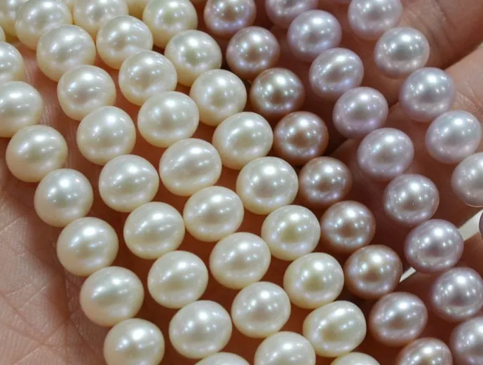 

Wholesale Pearl Necklace Strand String Jewelry Beads Accessory, 7-8mm Size, Near Round Shape