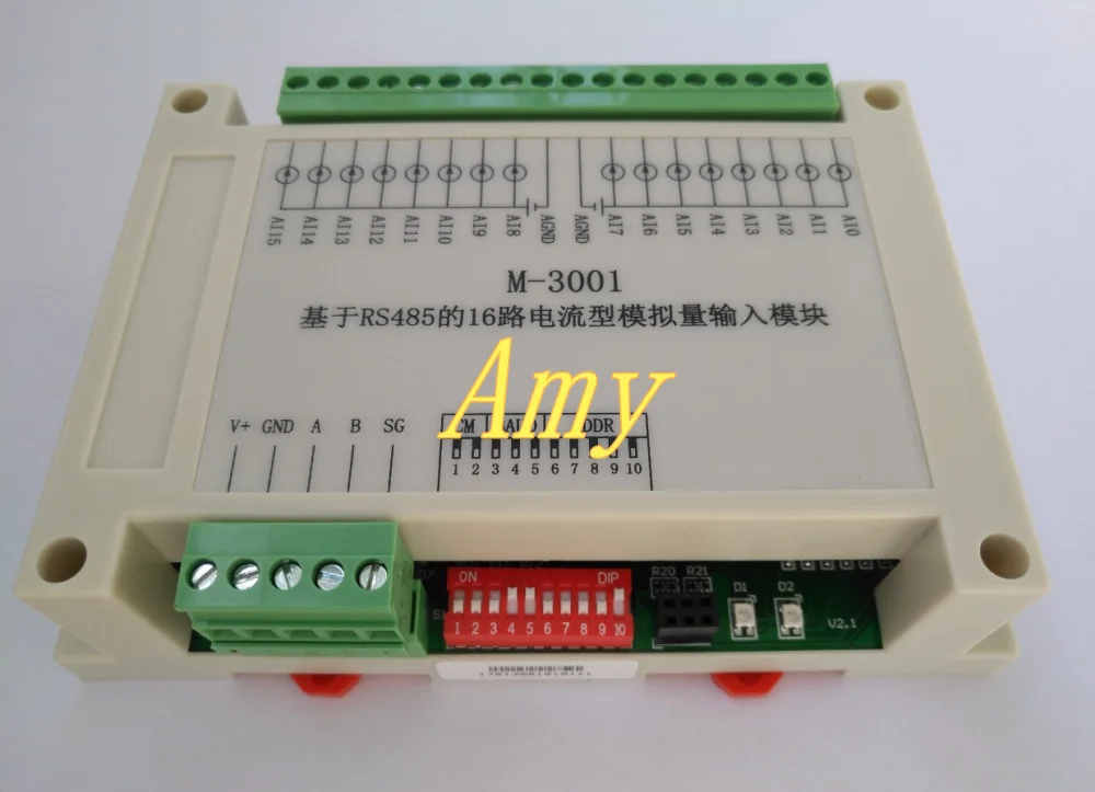 16 way 4~20mA analog input collection module RS485-Modbus communication board PLC extension IO device