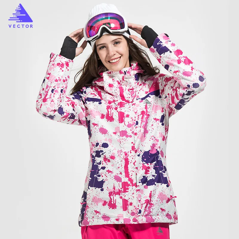 Векторная брендовая лыжная куртка для женщин, ветрозащитная Водонепроницаемая теплая зимняя куртка, уличная спортивная зимняя куртка, одежда для катания на лыжах и сноуборде