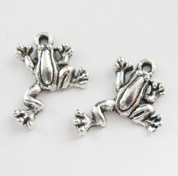 10pcs Vintage Silver Lovely Frog Charms Pendants For Jewelry Making